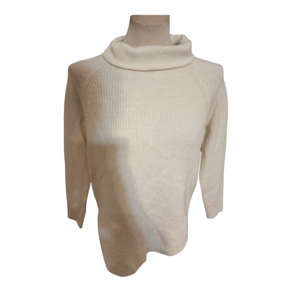 Athleta Ravine Womens 3/4 Sleeve Mock Neck Tunic Sweater Ivory wool size xxs